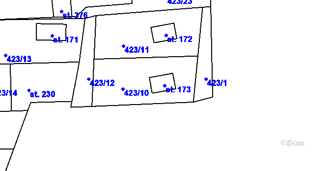 Parcela st. 173 v KÚ Bynina, Katastrální mapa