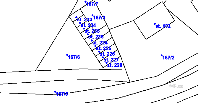 Parcela st. 226 v KÚ Bynina, Katastrální mapa