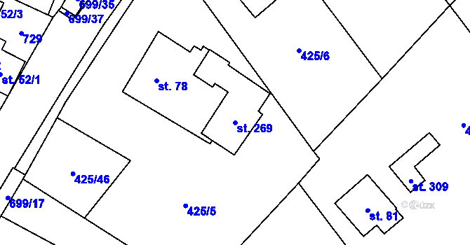 Parcela st. 269 v KÚ Bynina, Katastrální mapa