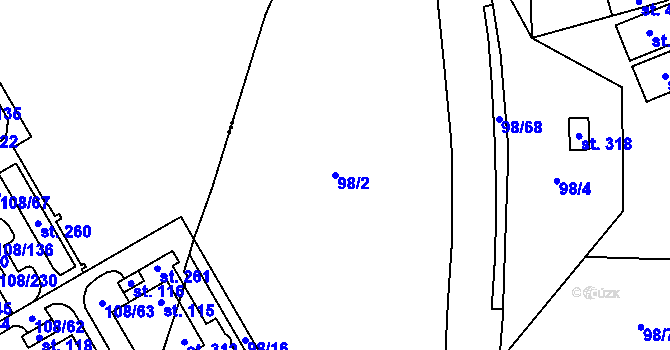 Parcela st. 98/2 v KÚ Bynina, Katastrální mapa