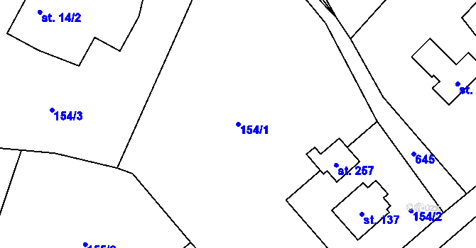 Parcela st. 154/1 v KÚ Bynina, Katastrální mapa