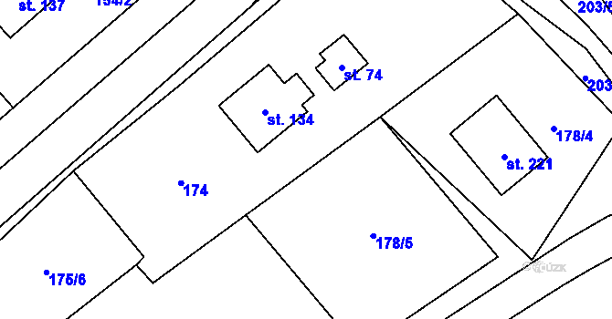 Parcela st. 178/3 v KÚ Bynina, Katastrální mapa