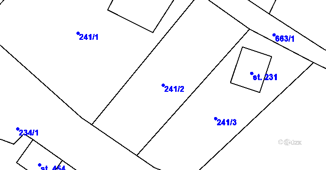 Parcela st. 241/2 v KÚ Bynina, Katastrální mapa