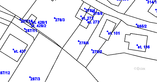 Parcela st. 278/6 v KÚ Bynina, Katastrální mapa