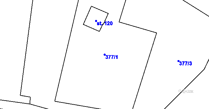Parcela st. 377/1 v KÚ Bynina, Katastrální mapa