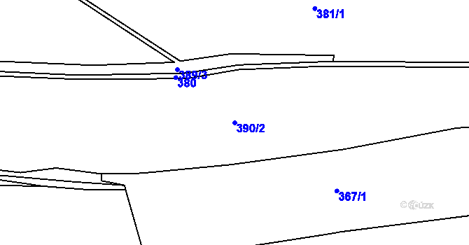 Parcela st. 390/2 v KÚ Bynina, Katastrální mapa