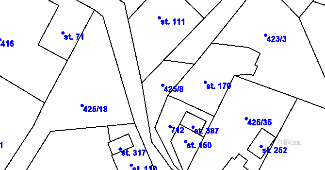 Parcela st. 425/8 v KÚ Bynina, Katastrální mapa