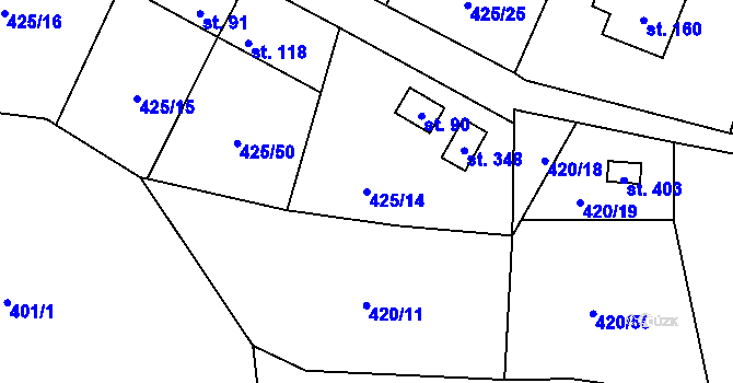 Parcela st. 425/14 v KÚ Bynina, Katastrální mapa