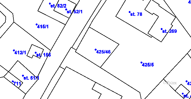 Parcela st. 425/46 v KÚ Bynina, Katastrální mapa