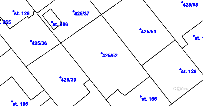 Parcela st. 425/52 v KÚ Bynina, Katastrální mapa