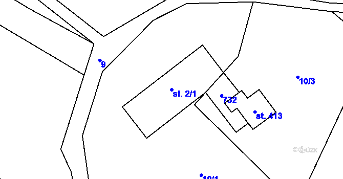 Parcela st. 2/1 v KÚ Bynina, Katastrální mapa
