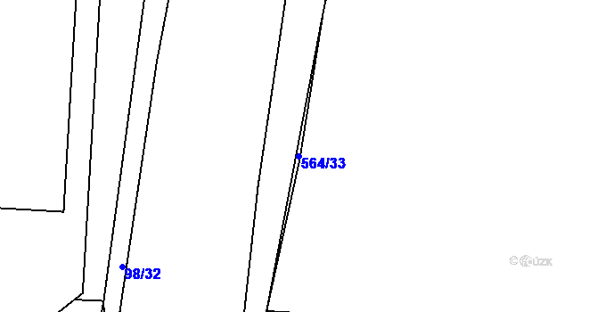 Parcela st. 564/33 v KÚ Bynina, Katastrální mapa