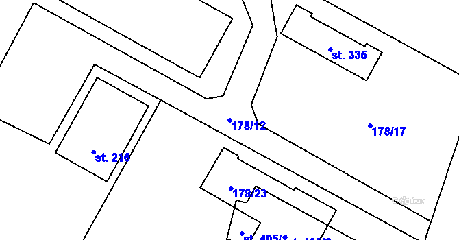 Parcela st. 178/12 v KÚ Bynina, Katastrální mapa