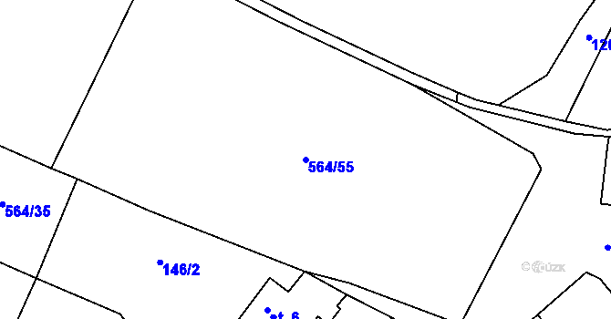 Parcela st. 564/55 v KÚ Bynina, Katastrální mapa