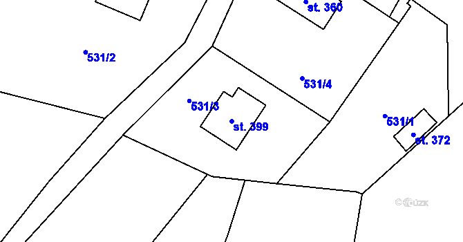 Parcela st. 399 v KÚ Bynina, Katastrální mapa
