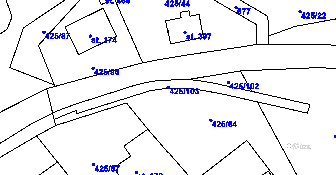 Parcela st. 425/103 v KÚ Bynina, Katastrální mapa