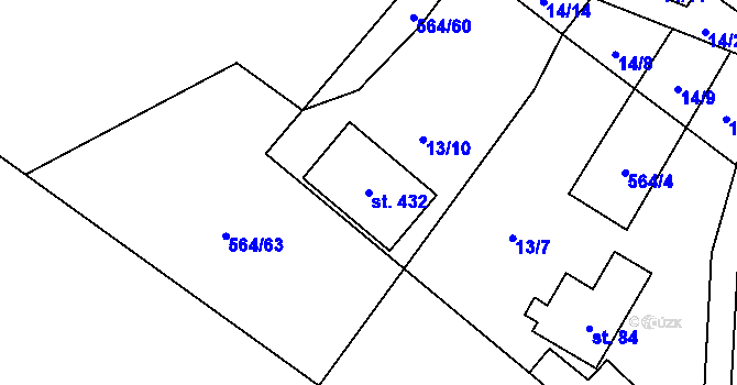 Parcela st. 432 v KÚ Bynina, Katastrální mapa