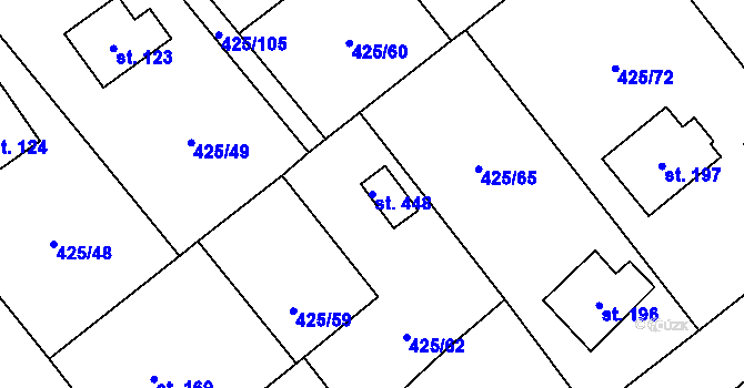 Parcela st. 448 v KÚ Bynina, Katastrální mapa