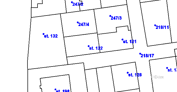 Parcela st. 122 v KÚ Byseň, Katastrální mapa