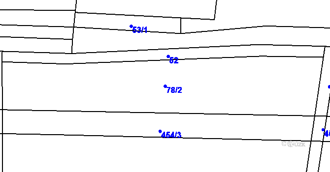 Parcela st. 78/2 v KÚ Byseň, Katastrální mapa