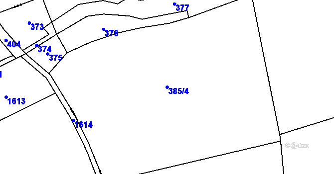 Parcela st. 385/4 v KÚ Byseň, Katastrální mapa
