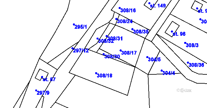 Parcela st. 308/30 v KÚ Bystrá, Katastrální mapa