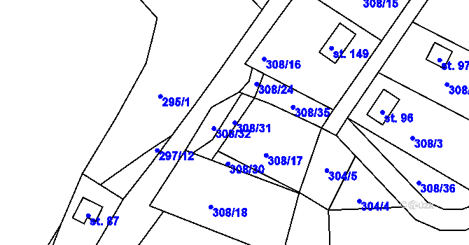 Parcela st. 308/31 v KÚ Bystrá, Katastrální mapa