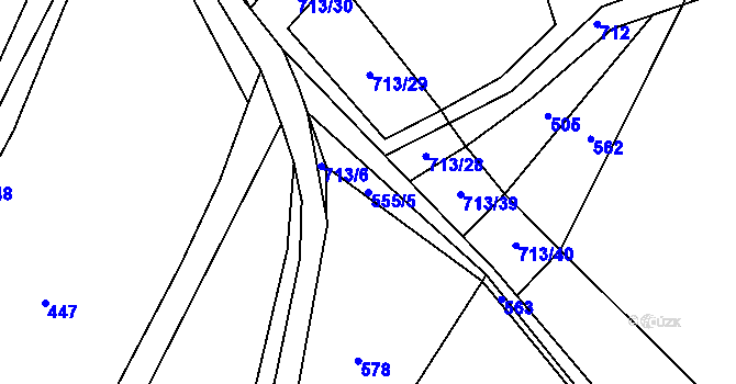 Parcela st. 555/5 v KÚ Bystrá, Katastrální mapa