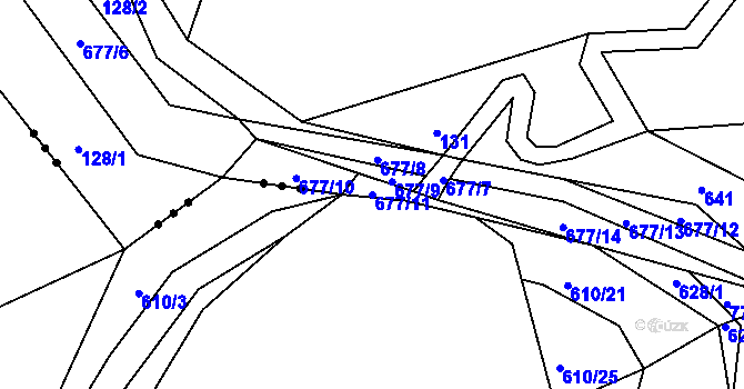 Parcela st. 677/11 v KÚ Bystrá, Katastrální mapa
