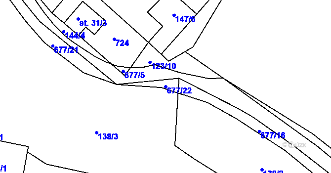Parcela st. 677/22 v KÚ Bystrá, Katastrální mapa