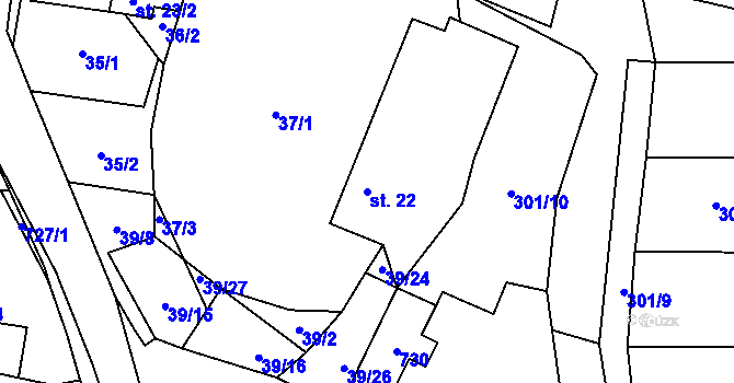 Parcela st. 22 v KÚ Bystrá, Katastrální mapa