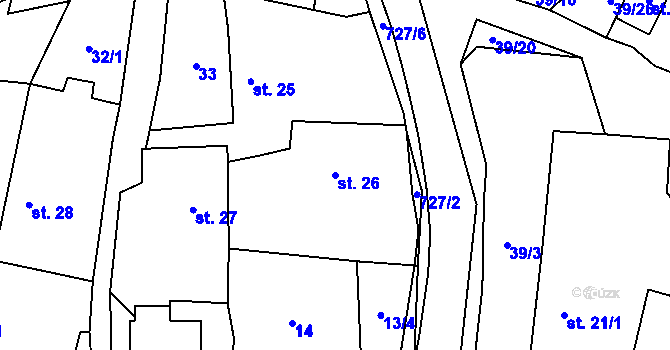 Parcela st. 26 v KÚ Bystrá, Katastrální mapa
