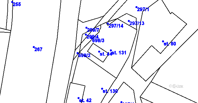 Parcela st. 44 v KÚ Bystrá, Katastrální mapa