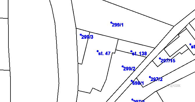Parcela st. 47 v KÚ Bystrá, Katastrální mapa