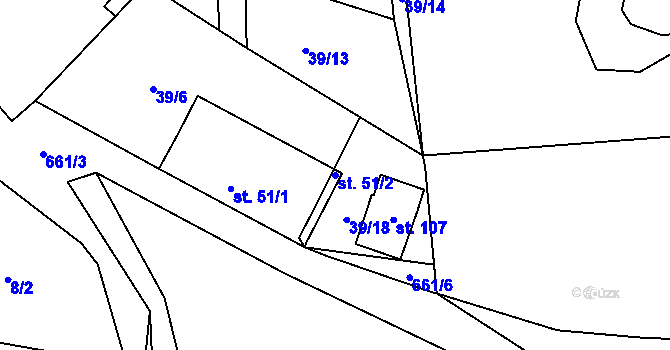 Parcela st. 51/2 v KÚ Bystrá, Katastrální mapa