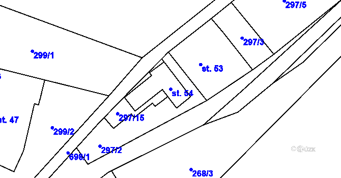 Parcela st. 54 v KÚ Bystrá, Katastrální mapa