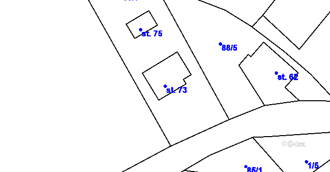 Parcela st. 73 v KÚ Bystrá, Katastrální mapa