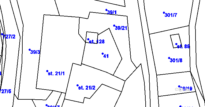 Parcela st. 41 v KÚ Bystrá, Katastrální mapa