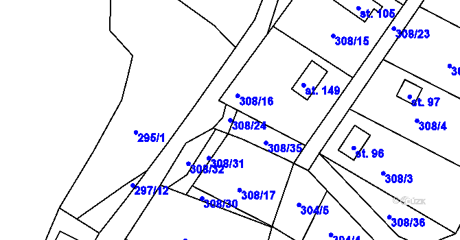 Parcela st. 308/24 v KÚ Bystrá, Katastrální mapa