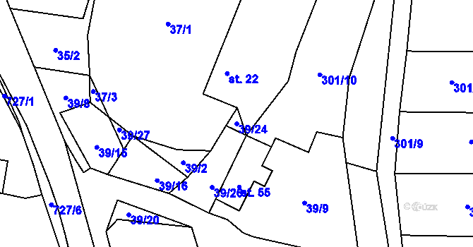 Parcela st. 39/24 v KÚ Bystrá, Katastrální mapa