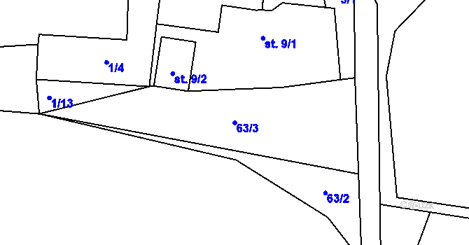 Parcela st. 63/3 v KÚ Bystrá, Katastrální mapa