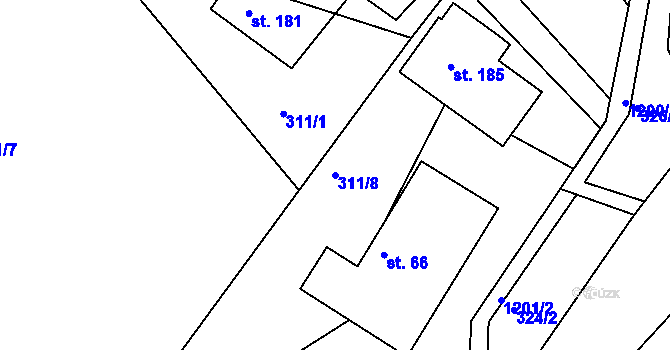 Parcela st. 311/8 v KÚ Bystrá nad Jizerou, Katastrální mapa