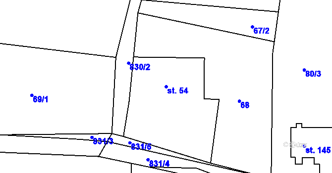 Parcela st. 54 v KÚ Bystré v Orlických horách, Katastrální mapa