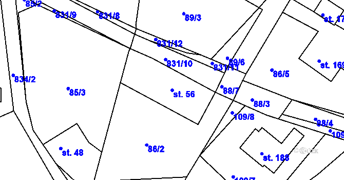 Parcela st. 56 v KÚ Bystré v Orlických horách, Katastrální mapa