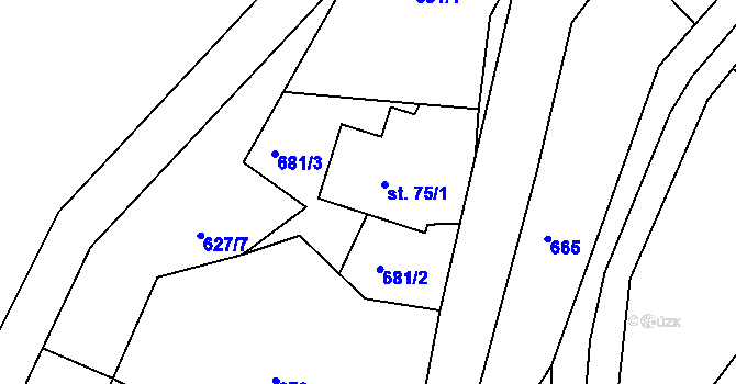 Parcela st. 75/2 v KÚ Bystré v Orlických horách, Katastrální mapa