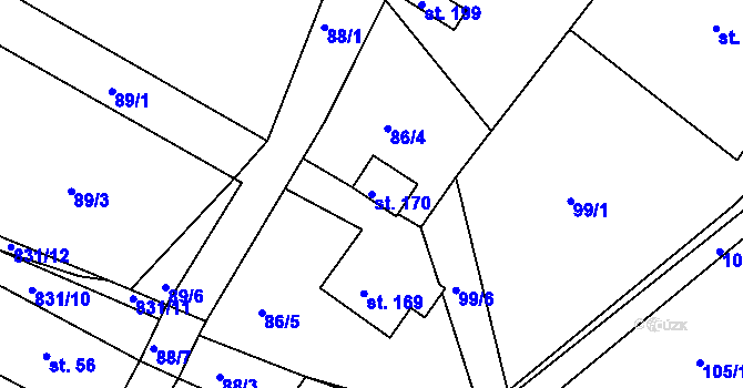 Parcela st. 170 v KÚ Bystré v Orlických horách, Katastrální mapa
