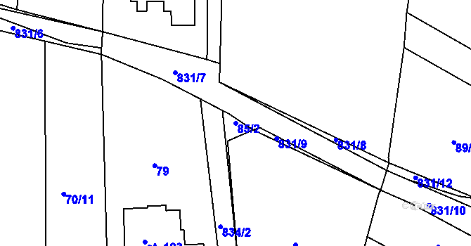 Parcela st. 85/2 v KÚ Bystré v Orlických horách, Katastrální mapa