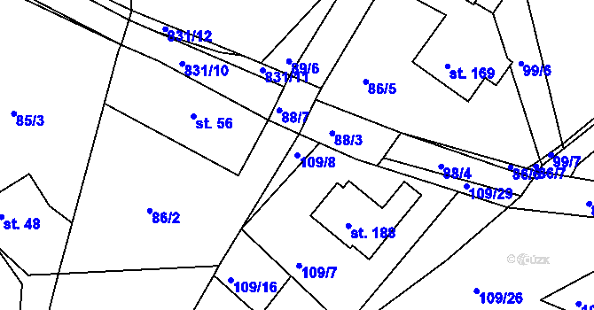 Parcela st. 109/8 v KÚ Bystré v Orlických horách, Katastrální mapa
