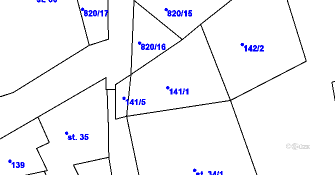 Parcela st. 141/1 v KÚ Bystré v Orlických horách, Katastrální mapa