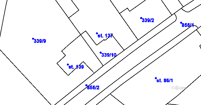Parcela st. 339/10 v KÚ Bystré v Orlických horách, Katastrální mapa